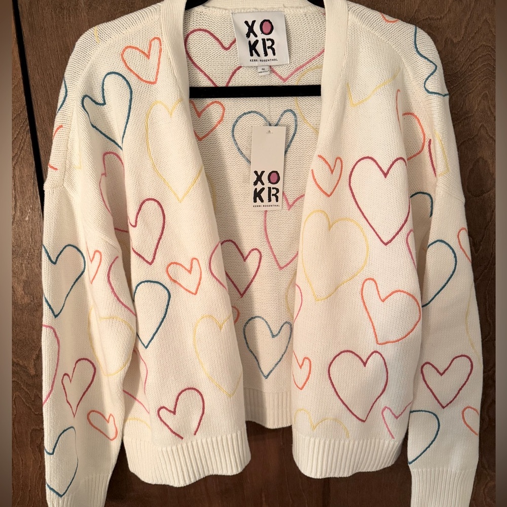 NWT Kerri Rosenthal Heart Cardigan